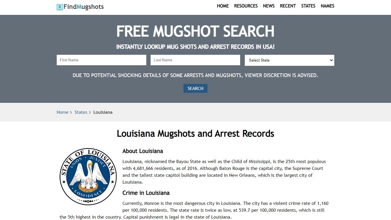 Find Louisiana Mugshots - Find Mugshots